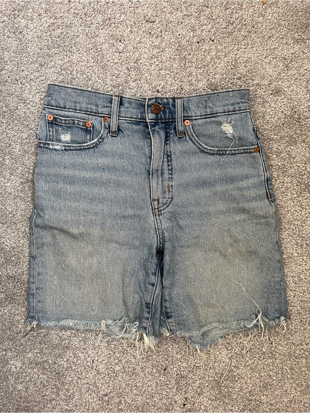 Madewell High-Rise Mid Length Denim Shorts in Light Blue